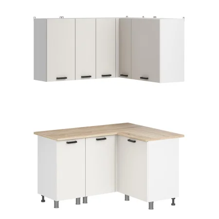 Кухонный гарнитур угловой Лаванда 1400х1200 молочный