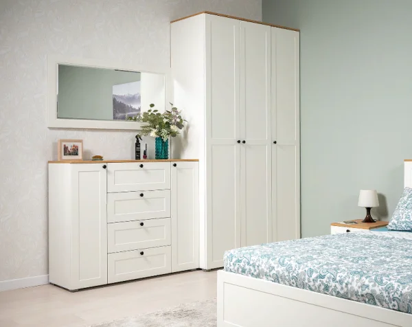 Шкаф Остин 16.307 белый шагрень/дуб крафт золотой