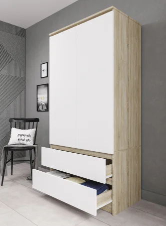 Шкаф двухдверный Мори МШ 900.1 дуб сонома/белый