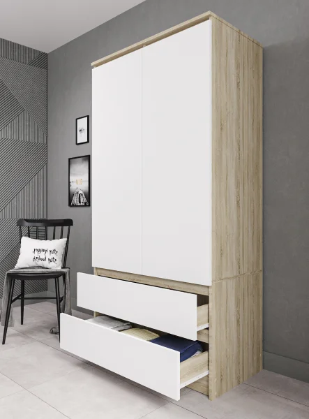 Шкаф двухдверный Мори МШ 900.1 дуб сонома/белый