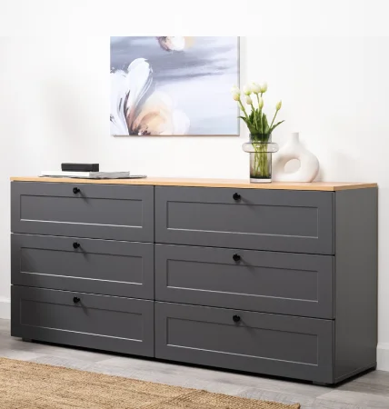 Комод Остин 16.240 серый графит/дуб крафт золотой