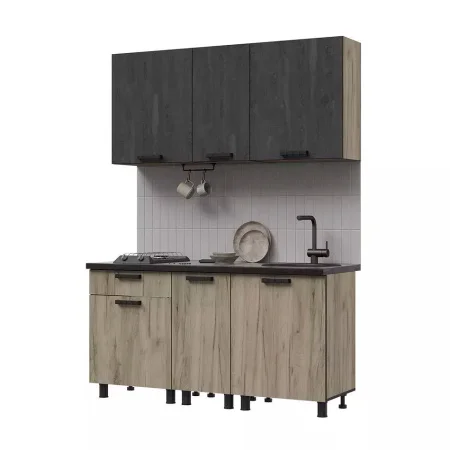 Кухня Эдинбург 1.6 железный камень/дуб крафт серый