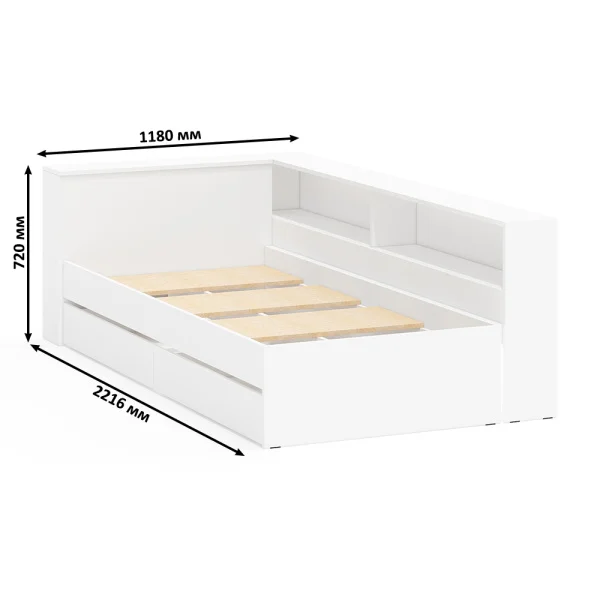 Кровать с ящиками 900 с прикроватным блоком Ксения белый