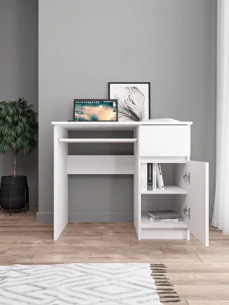 Стол письменный Мори МС-1 правый белый