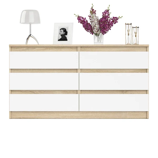 Комод на шесть ящиков МК 1380.6 дуб сонома/белый