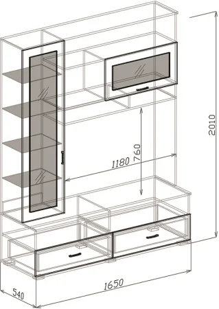 Витрина Оскар №5 венге/белый глянец.