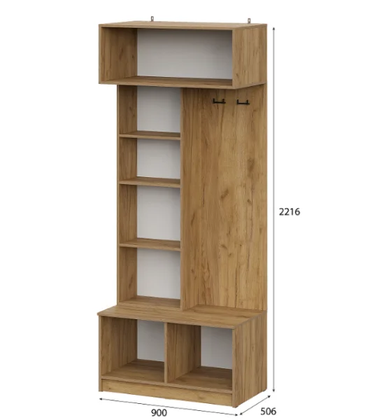 Вешалка с зеркалом Авиньон дуб крафт золотой/графит