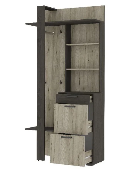 Модульная прихожая Эдинбург железный камень/дуб крафт серый
