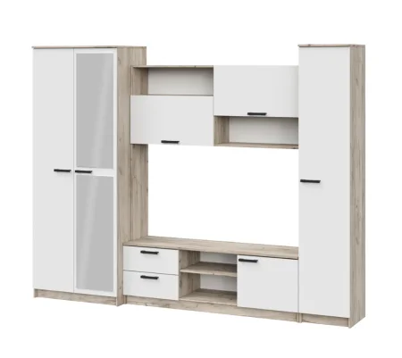 Гостиная Марта-12 дуб крафт серый/белый