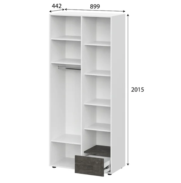 Шкаф комбинированный Анри белый текстурный/дуб золотой/железный камень