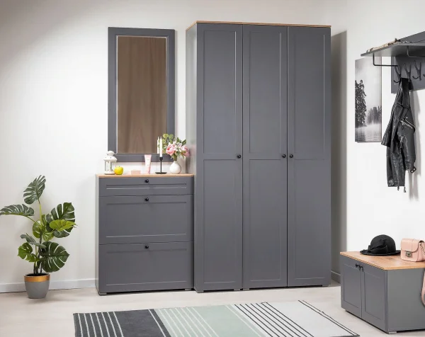 Шкаф Остин 13.224 серый графит/дуб крафт золотой