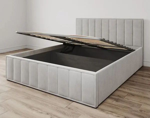 Кровать Лана 140х200 с подъемным механизмом, велюр серый софт