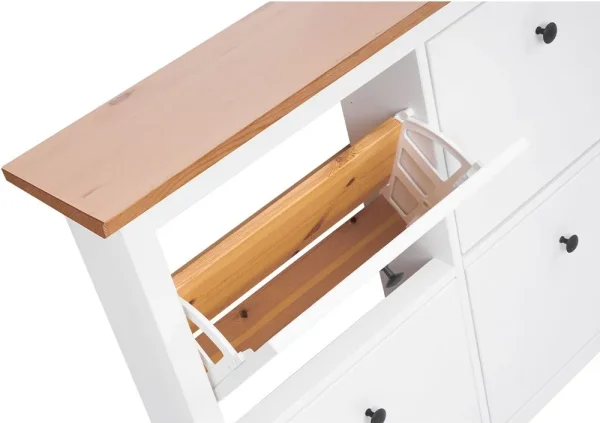Тумба для обуви Кымор 106 белый/светло-коричневый