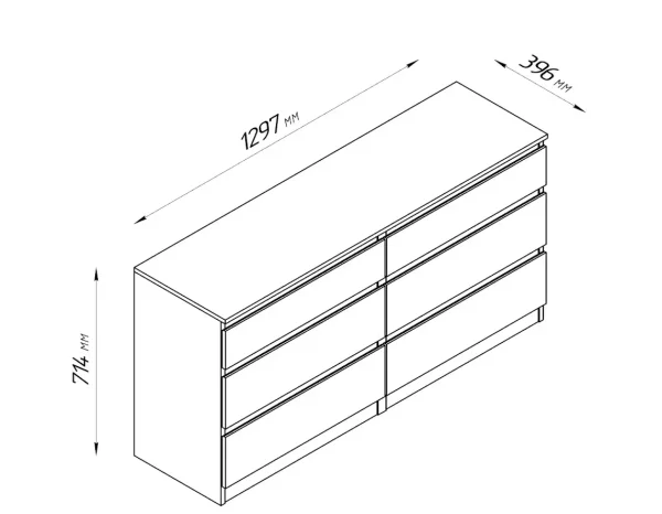 Комод Кастор 6 ящиков сонома