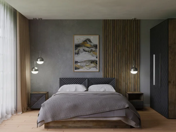 Спальный гарнитур Копенгаген дуб самдал/серый графит