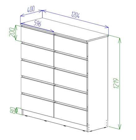 Комод Охта Лайт 1200.10 дуб вотан/белый