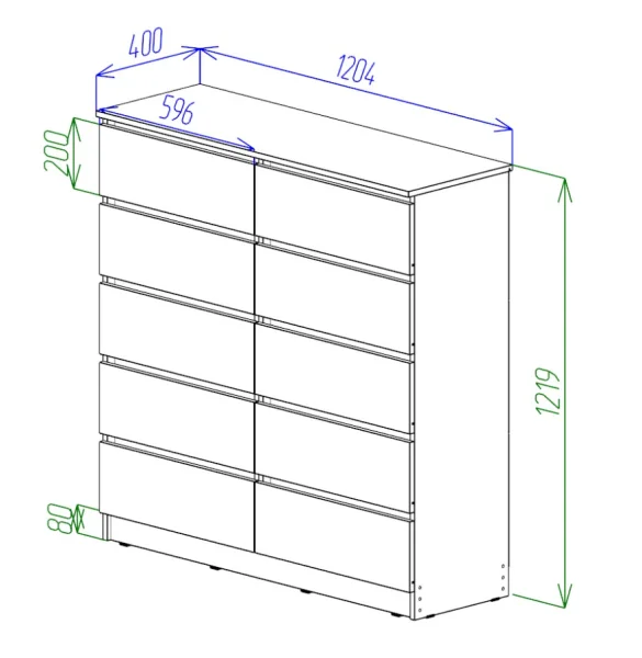 Комод Охта Лайт 1200.10 дуб вотан/белый