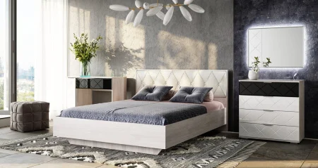 Кровать Кимберли КР-13 ясень белый/белый глянец