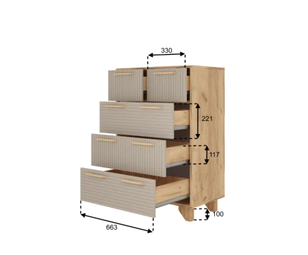 Комод Ньерд 700.5 дуб вотан/ива пепельная