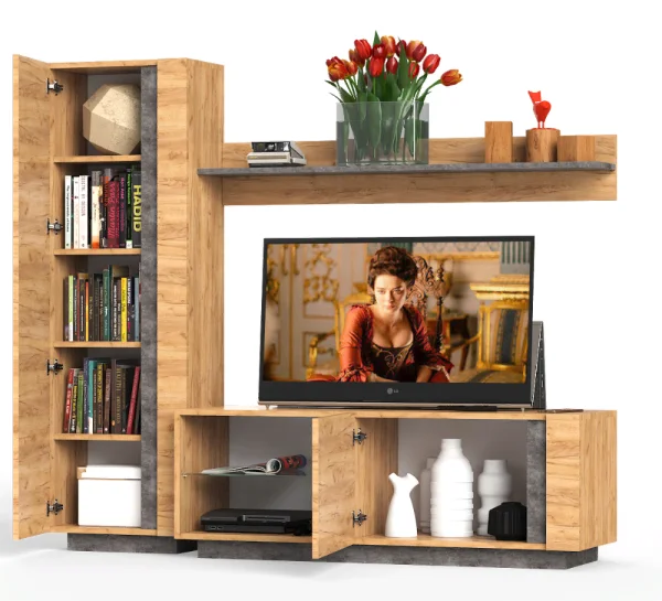 Модульная гостиная Арчи дуб крафт золотой/камень тёмный