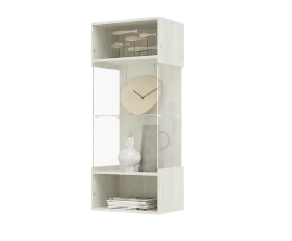 Шкаф навесной Алтея стекло дуб крафт белый