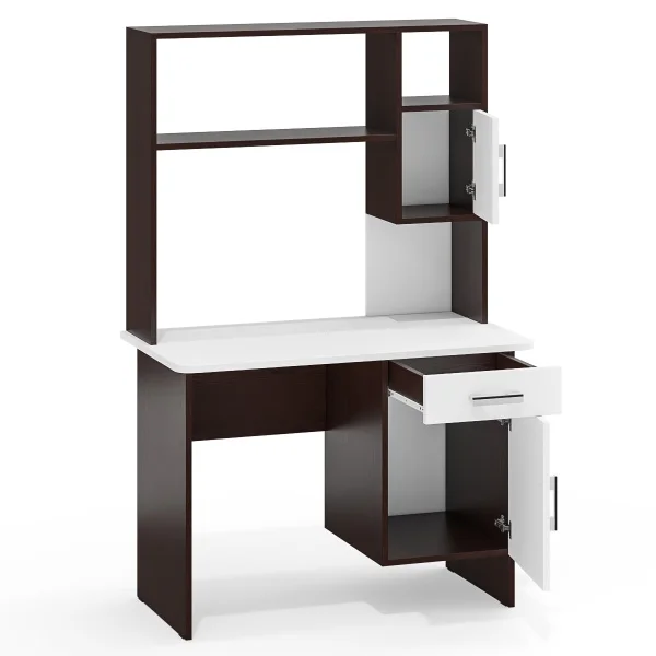 Стол письменный с надстройкой МД 1.09 венге/белый