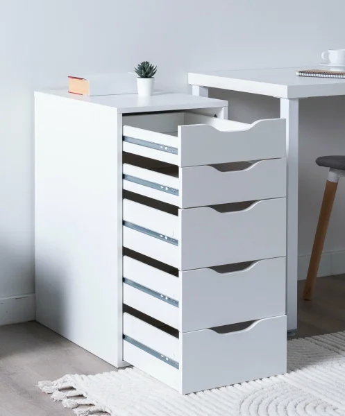 Узкий комод 5 ящиков Ингар белый