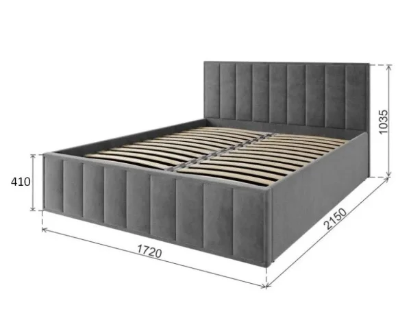 Кровать Лана 160х200 с подъемным механизмом, велюр графит софт