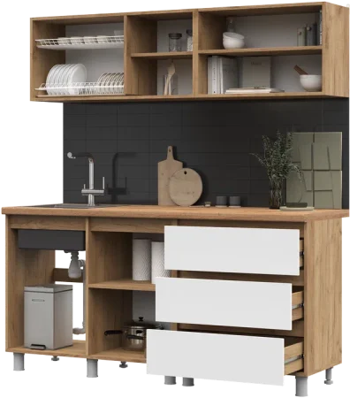 Кухня Хелен 1,7 дуб крафт золотой/белый