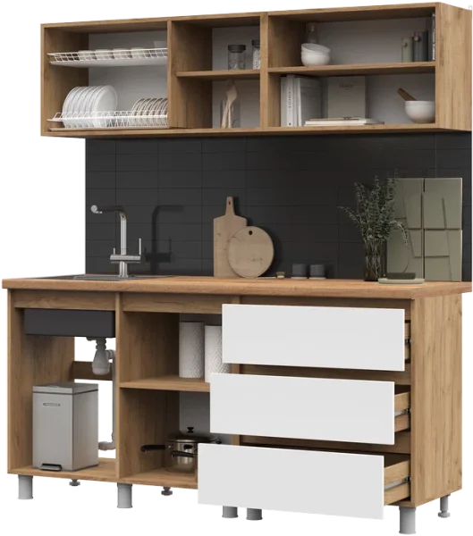 Кухня Хелен 1,7 дуб крафт золотой/белый