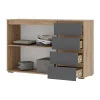 Комод Хелен КМ-06 серый графит/дуб крафт золото