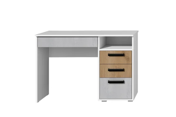 Стол компьютерный Юпитер белый текстурный/дуб крафт золотой/бетонный камень