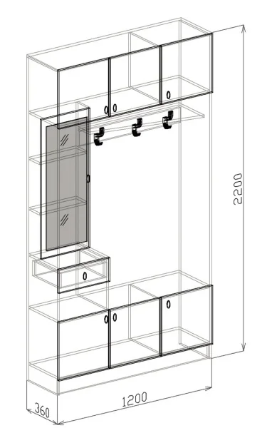 Прихожая Вега-3 ясень шимо темный/мокко глянец