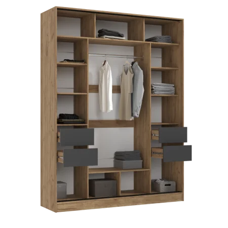 Шкаф-купе Роджинамиф 1800 дуб крафт/графит