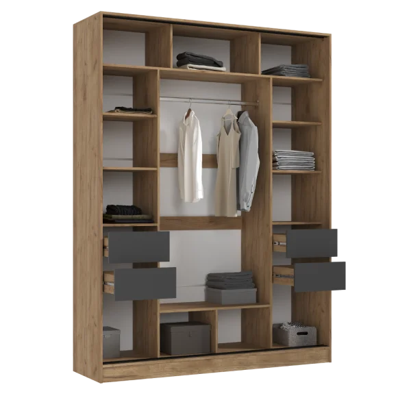 Шкаф-купе Роджинамиф 1800 дуб крафт/графит