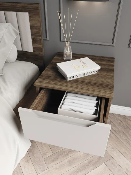 Тумба прикроватная подвесная Роза орех франклин/бежевый софт тренто