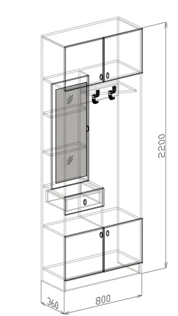 Прихожая Вега-2 гикори джексон/рельеф пастель