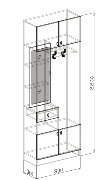 Прихожая Вега-2 гикори джексон/рельеф пастель