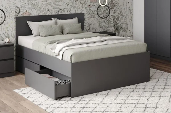Кровать полутороспальная Мори с ящиками КРМЯ 1200.1 графит