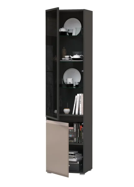 Шкаф-витрина Сидней 13.201 антрацит/веллюто капучино