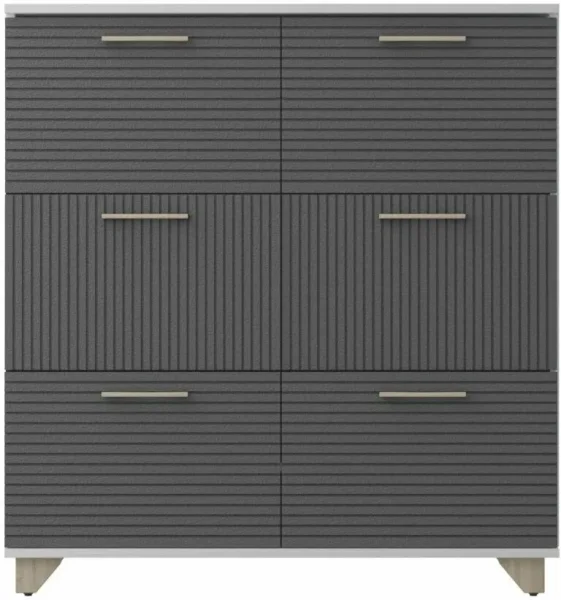 Обувница Копенгаген 6 ящиков белый/серый графит