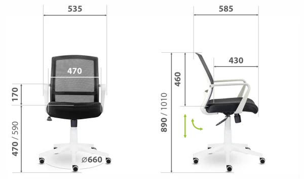 Кресло СН-503 Дэли белый пластик/черный