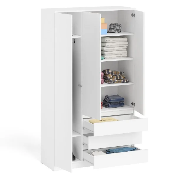 Шкаф с тремя ящиками и тремя дверками МШ 1200.1 белый