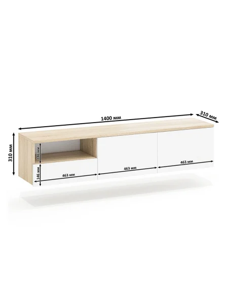 ТВ-тумба подвесная Сити-10 дуб сонома/белый