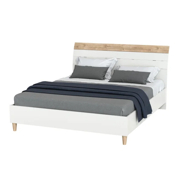 Кровать Муссон 11.41 белый/дуб эндгрейн элегантный