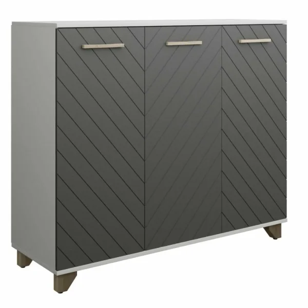 Комод Стокгольм белый/серый графит