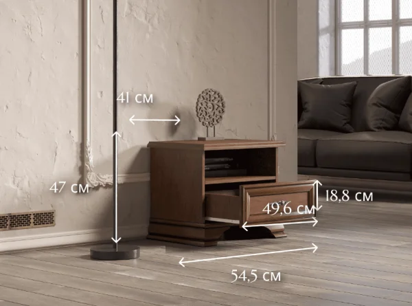 Тумба прикроватная Кентаки KOM1S каштан