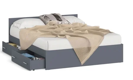 Кровать с ящиками Мори графит