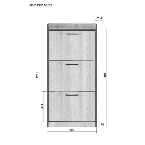 Шкаф обувной Эльза №63 ясень анкор светлый