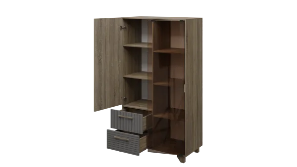 Стеллаж Копенгаген со стеклом дуб сандал/серый графит